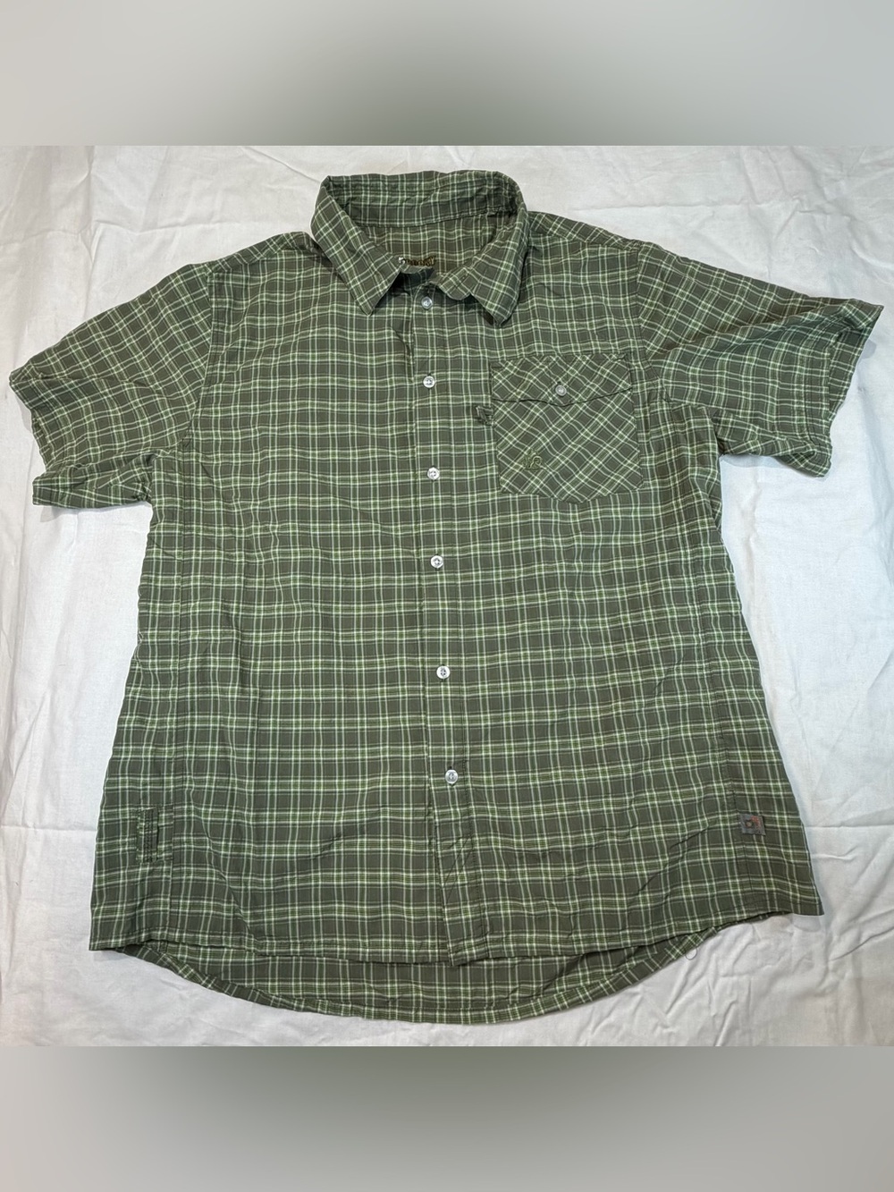 Rocky Olive Green Plaid Short-Sleeve Button-Down Shirt